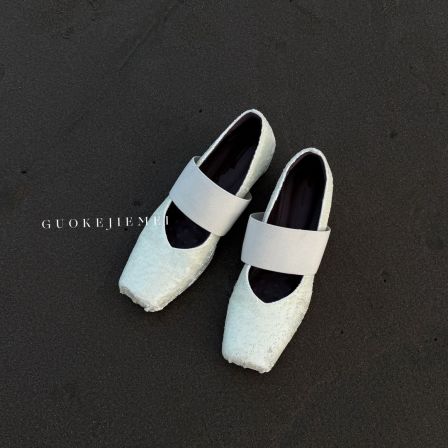 【Jellykk】5cm重工刀割头层牛皮设计款芭蕾舞方头气质百搭时装单鞋