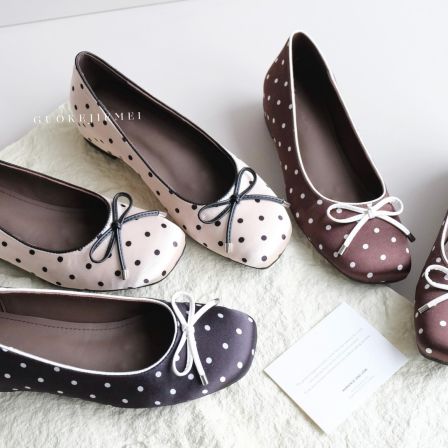 【Jellykk】4cm法式甜系设计师款波点圆头百搭玛丽珍蝴蝶结时装单鞋
