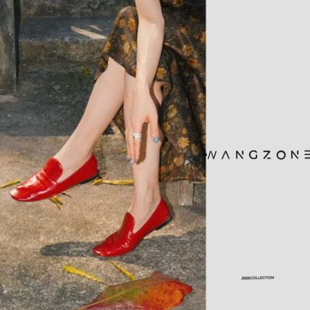 WANG ZONE | 极简方头鳗鱼纹小牛皮懒人一脚蹬单鞋