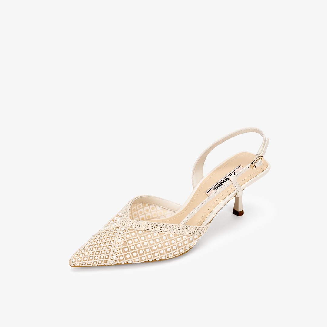 73hours女鞋一捧浪漫2026春季新款细跟尖头纯色时装凉鞋主图