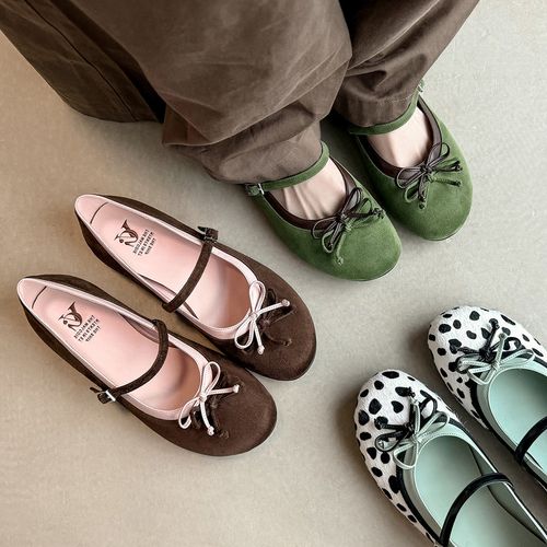 春秋新款浅口单鞋内增高软底真皮女鞋法式韩版蝴蝶结玛丽珍平底鞋主图