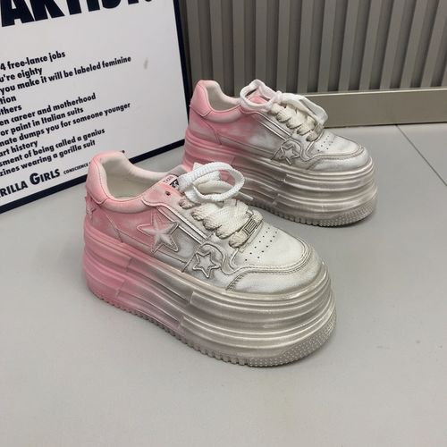 俏洋哥倪1588-5欧货时装厚底8公分轻便网红女士做旧小个子休闲鞋主图