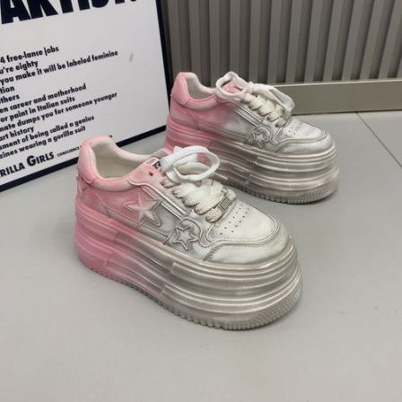 俏洋哥倪1588-5欧货时装厚底8公分轻便网红女士做旧小个子休闲鞋