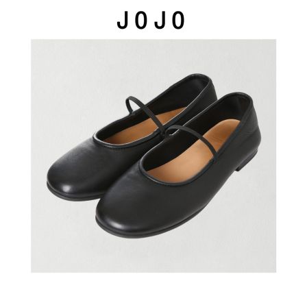 玖了个玖 2026春季 极简百搭一字带小牛皮玛丽珍芭蕾舞鞋2603D683