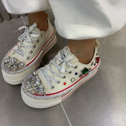 富贵足2590-1欧货时装厚底6公分轻便网红女士彩钻小个子休闲板鞋主图