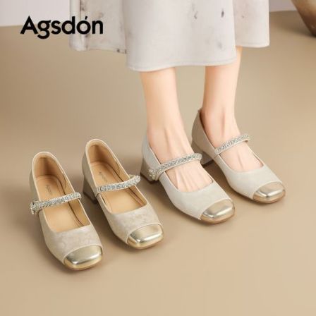 【奥古狮登】新中式玛丽珍女鞋法式气质粗跟单鞋P561422AA