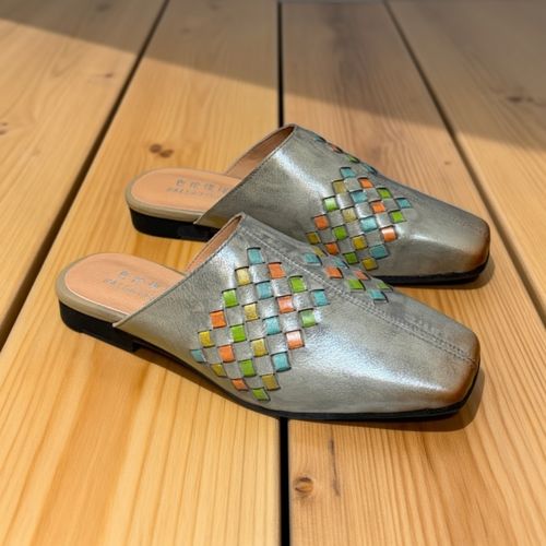 时尚休闲百搭夏季平底包头半拖透气软底牛皮女拖鞋复古方头舒适主图