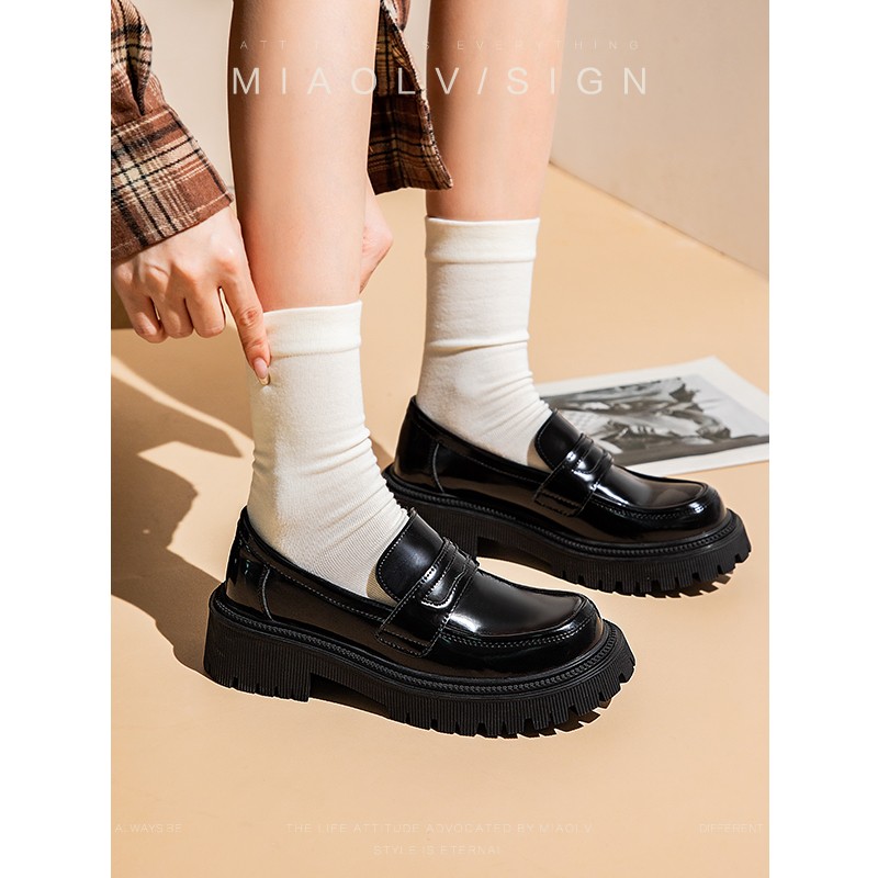 达人专属「制服！JK校园」妙侣粗跟乐福鞋女鞋秋学院风一脚蹬小皮鞋主图