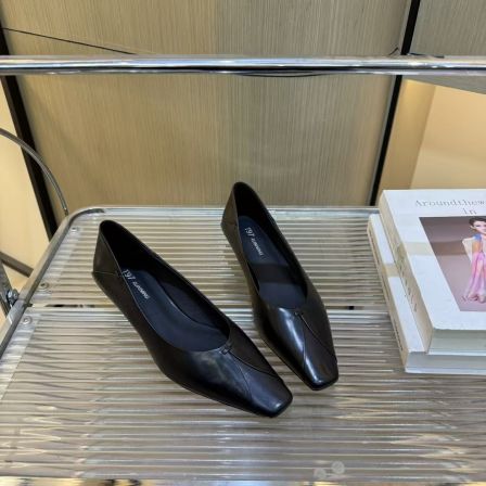 T97【胎牛版】简约百搭气质方头设计感低跟浅口一脚蹬单鞋G3371