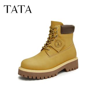 TATA他她复古马丁靴女靴英伦大黄靴短靴工装靴子2024秋冬CEW01DD4主图