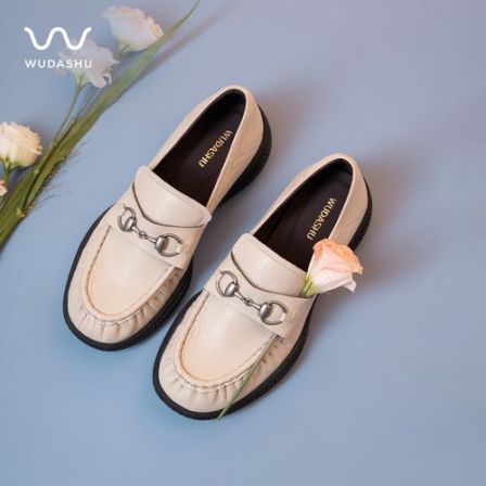 吴大叔软羊皮复古厚底增高一脚蹬乐福鞋女百搭小皮鞋A11B1G1034A