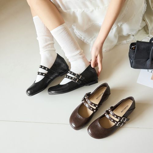 意尔康法式设计感玛丽珍女鞋2026春季新款复古内增高圆头芭蕾单鞋主图