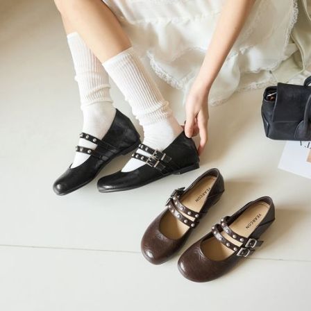 意尔康法式设计感玛丽珍女鞋2026春季新款复古内增高圆头芭蕾单鞋