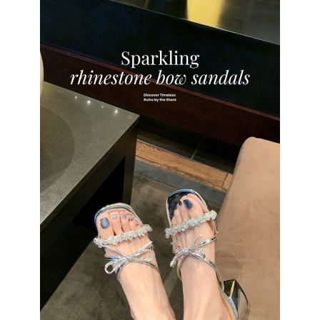 葡萄妈studiolee在逃公主~ 爆美闪闪水钻蝴蝶结5.5cm粗跟凉拖鞋女