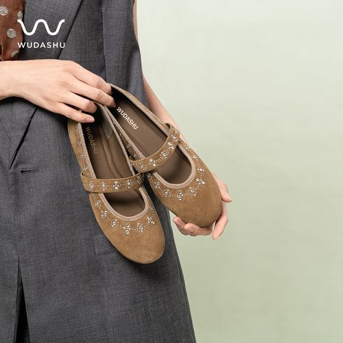 吴大叔【红云鞋】羊皮复古英伦风铆钉时尚平底玛丽珍鞋休闲单鞋主图