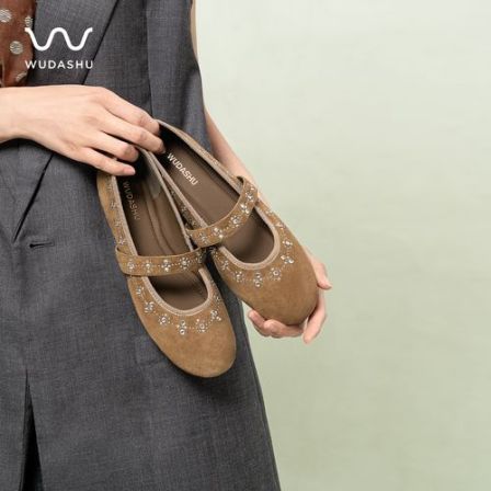 吴大叔【红云鞋】羊皮复古英伦风铆钉时尚平底玛丽珍鞋休闲单鞋