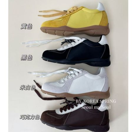 软底圆头系带百搭复古拼色女款德训阿甘休闲女鞋