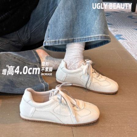 2025新款秋季女款小白鞋平底内增高德训鞋女百搭休闲运动学生板鞋