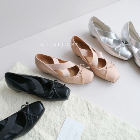 【Jellykk】5cm法式交叉芭蕾舞时装设计师款百搭真皮内增高时装单鞋