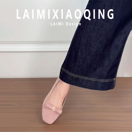 加宽版~粗鞋蝴蝶结单鞋34-41码春夏新款一脚蹬法式单鞋2026新款主图