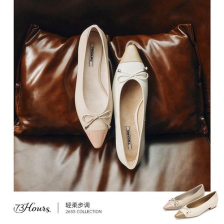 【商城】73hours女鞋轻柔步调2026春季新款尖头平底鞋通勤单鞋女
