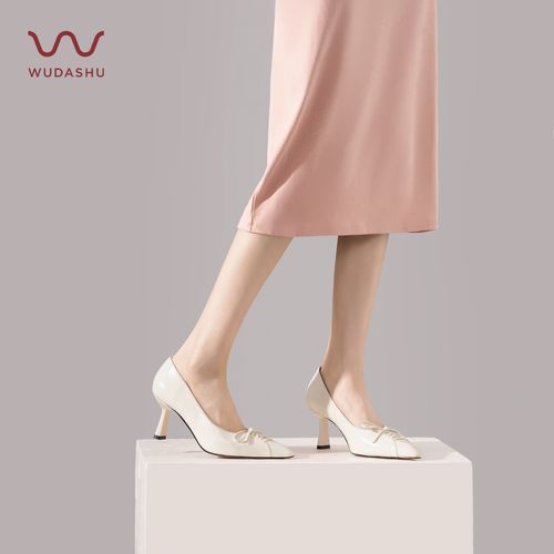 吴大叔真皮法式气质尖头时尚细跟高跟鞋时尚浅口单鞋A41B1F1029A主图