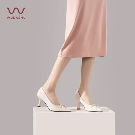 吴大叔真皮法式气质尖头时尚细跟高跟鞋时尚浅口单鞋A41B1F1029A