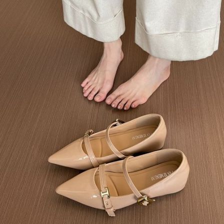 内增高裸色尖头玛丽珍单鞋女鞋子2025年春秋新款气质通勤黑色鞋