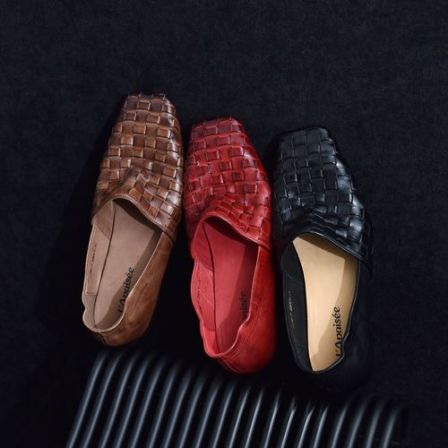 头层牛皮女鞋真皮时尚复古乐福鞋手工编织软底单鞋方头手工鞋中口