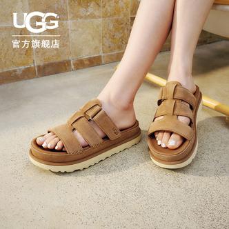 UGG夏季女士舒适炫金系列厚底露趾简约魔术贴休闲金星拖鞋1174090主图