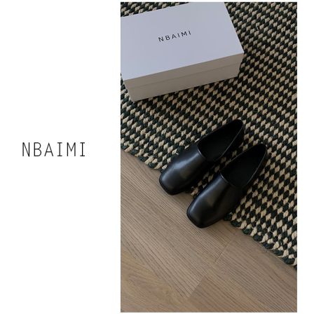 素黑方头单鞋 春季休闲百搭纯色简约复古平底方头真皮