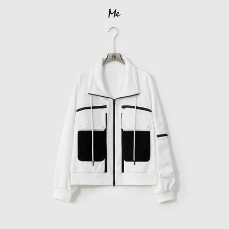 ME【电影院】斜纹肌理黑白撞色显瘦时尚百搭宽松休闲外套MEHS0147