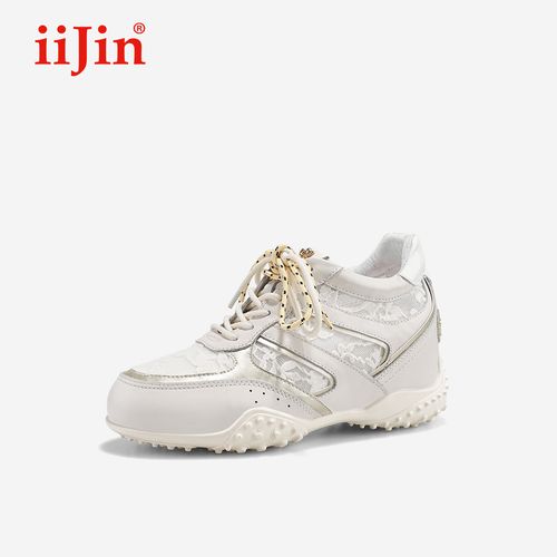 iiJin艾今26春新7.5cm隐形内增高蕾丝拼接透气德训休闲鞋女350QTA主图