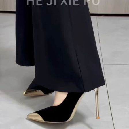 豹纹高跟鞋女2025早春新款细跟绒面性感御姐气质名媛春秋金属尖头