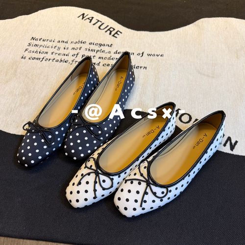 【阿茶】极简波点~跟高2CM /2026春季新款缎面蝴蝶结单鞋法式玛丽珍主图