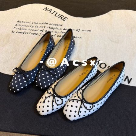 【阿茶】极简波点~跟高2CM /2026春季新款缎面蝴蝶结单鞋法式玛丽珍