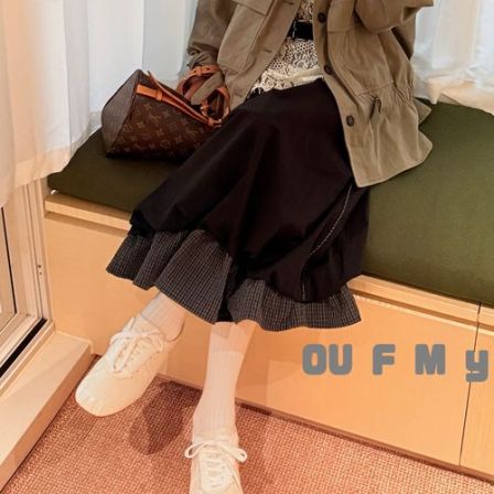 FY6515春季新款超级百搭显瘦花苞气质时尚宽松休闲设计感半裙