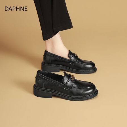 达芙厚底乐福鞋女2026春季新款增高轻便一脚蹬单鞋百搭休闲女鞋