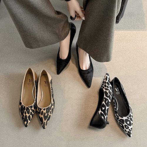 尖头法式浅口单鞋细跟低跟小香风豹纹时尚气质百搭软底贵气女鞋子主图