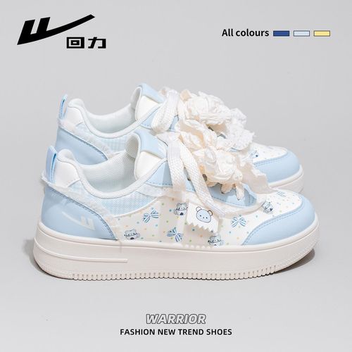 回力小白鞋女2026秋季新款淡蓝色卡通休闲板鞋学生百搭软底面包鞋主图