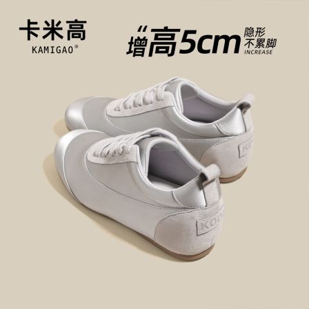 5CM内增高德训鞋女2026春季新款极简芭蕾舞鞋缎面运动鞋KM-W962-3