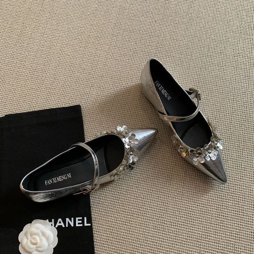 内增高法式尖头玛丽珍鞋大码女鞋2026年秋冬新款气质百搭金色单鞋主图