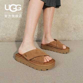 UGG夏季新款女士舒适时尚纯色厚底露趾休闲交叉一字拖鞋 1178876主图