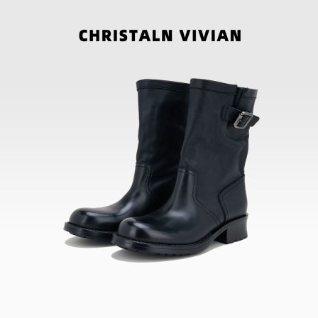 【小熊粉丝专享】CHRISTALN VIVIAN增高皮带扣堆堆靴新款百搭小短靴