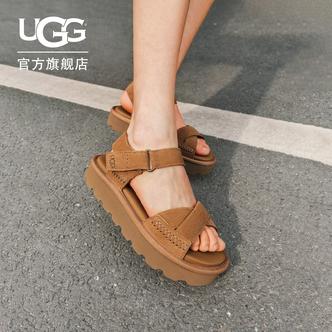 UGG夏季新款女士时尚舒适纯色厚底露趾魔术贴搭扣休闲凉鞋1178875主图