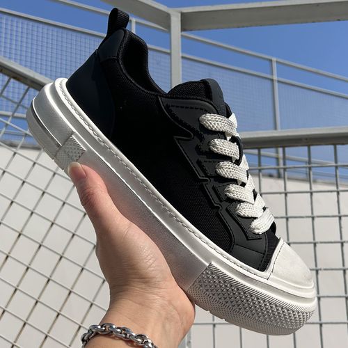 2026春季新款韩版复古做旧百搭透气厚底男士低帮系带休闲板鞋主图