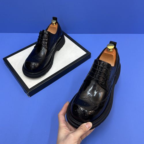 英伦风男士真皮布洛克雕花厚底百搭商务休闲皮鞋主图