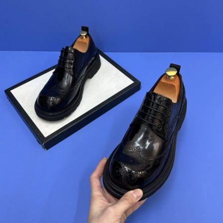 英伦风男士真皮布洛克雕花厚底百搭商务休闲皮鞋