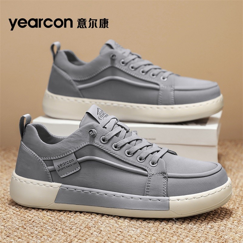 YEARCON/意尔康帆布男鞋秋季透气休闲板鞋一脚蹬轻便上班鞋4933主图
