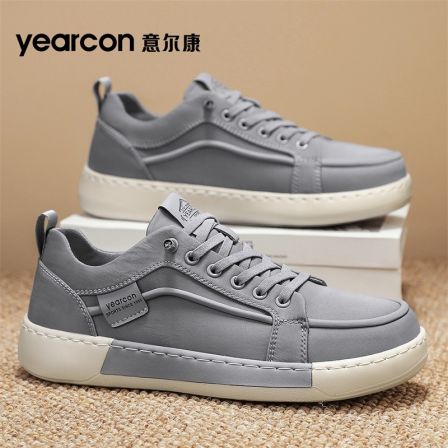 YEARCON/意尔康帆布男鞋秋季透气休闲板鞋一脚蹬轻便上班鞋4933